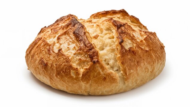 Flaky khubz tannour bread with charred bubbles and handstretched edges on white background