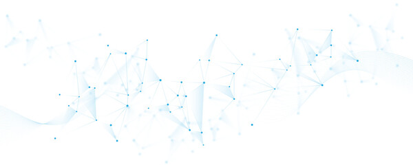 Abstract blue data network wave with connected nodes and digital technology mesh background © Ahnaf Tahmid