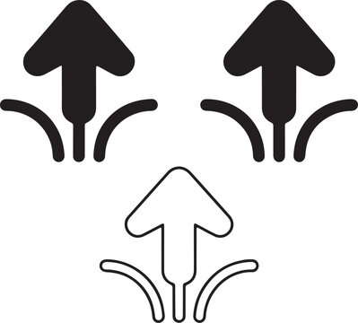 Three Direction Arrows Split Path Icon Set Minimal Navigation Decision Symbol