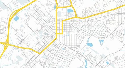 Abstract City Map Overview with Roads, Grid Layout, and Water Features