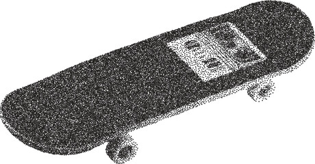 Skateboard retro y2k stipple design deck halftone brutalist urban vector png with clear background, trick 2000s photocopy grunge tattoo gen z effect © FutureFFX