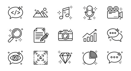 Fototapeta premium Icon Doodle Set: Line Art Graphics for UI Design and Communication.