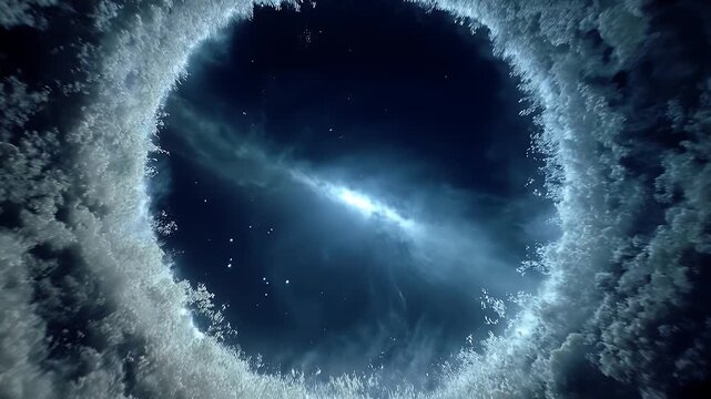 Frozen Crystal Vortex with Light Burst at Center