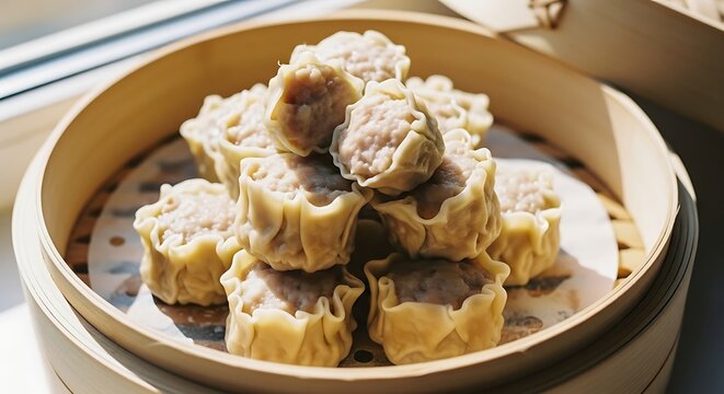 Freshly Steamed Shumai Dumplings