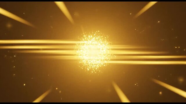 Golden Light Burst with Sparkling Particles.