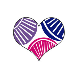 Obraz premium A heart made from the bisexual flag colors, with three colored stripes.