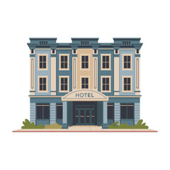 Fototapeta premium Grand hotel building with entrance and windows