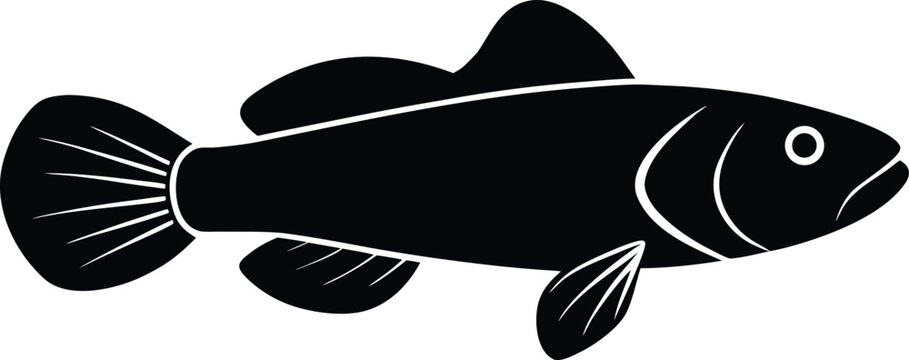marbled goby silhouette vector art illustration, black and white design