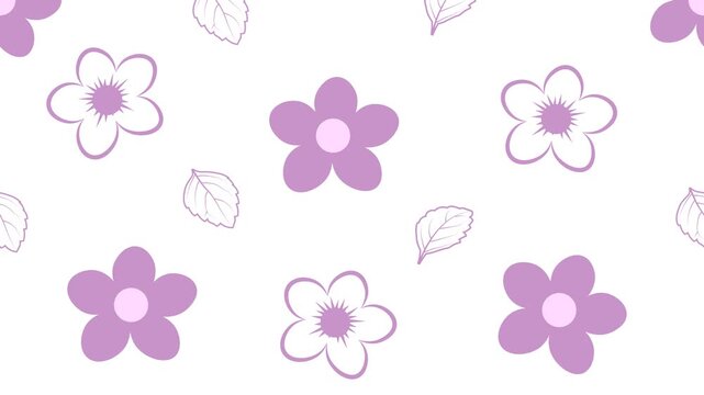 Simple background animation of flowers and leaves swaying on a purple background