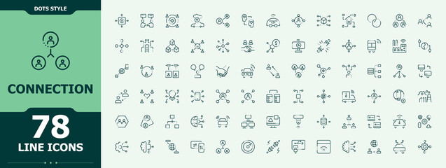 Connection icon set. Connect icon set. Sign and Symbol. Pictograms of datum, technology, global, cyberspace, cyber, tech and more. Editable vector illustration.