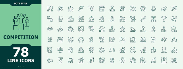 Competition icon collection. Line icons with editable stroke. Pixel perfect. Editable stroke. Sports icon collection. It contains symbols to sprint, sport, competitive, champ, sports and more.