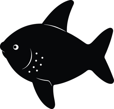 ocean sunfish silhouette vector art illustration, black and white design