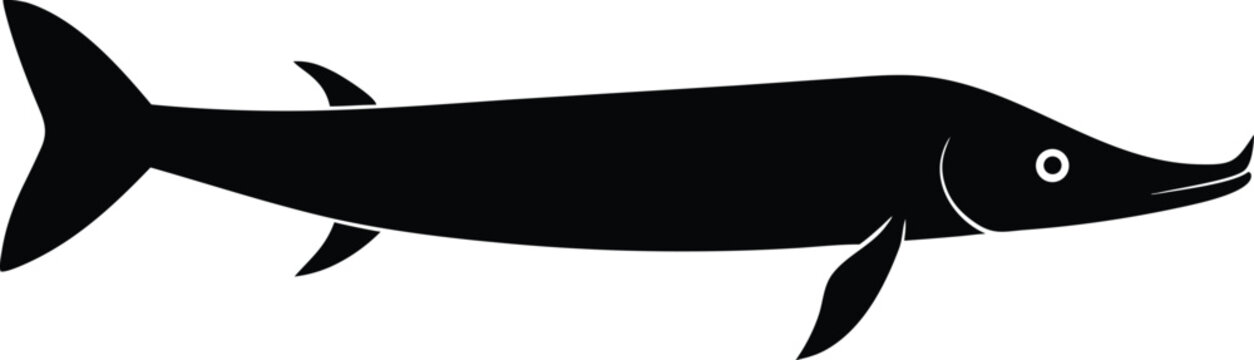 oarfish silhouette vector art illustration, black and white design