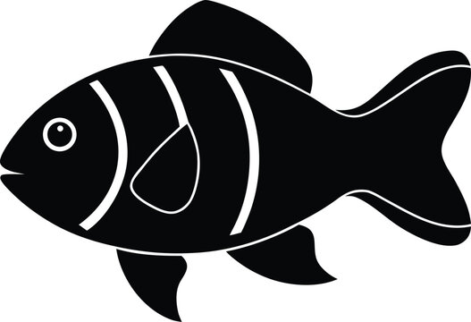 oscar fish silhouette vector art illustration, black and white design