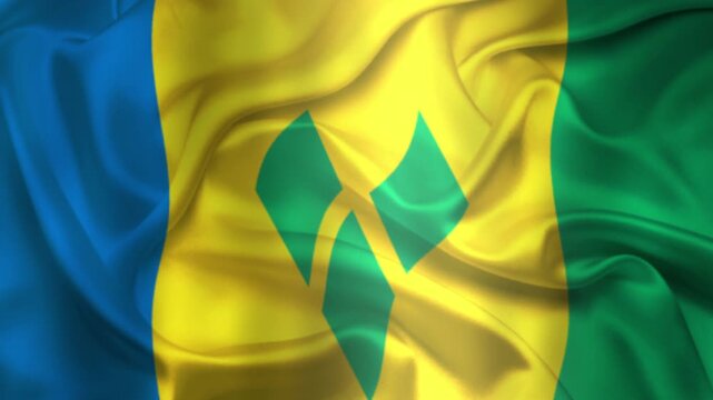 Flag of Saint Vincent and the Grenadines, Saint Vincent and the Grenadines 3D Animation flag waving in the wind. 4K Saint Vincent and the Grenadines Flag Animation waving with fabric texture.
