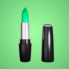 Obraz premium Green lipstick cosmetic product in black case for beauty