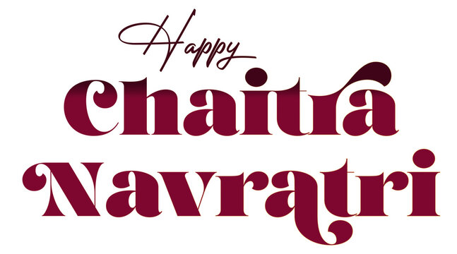 Happy Chaitra Navratri Text PNG Transparent Background &ndash; Hindu Festival Typography