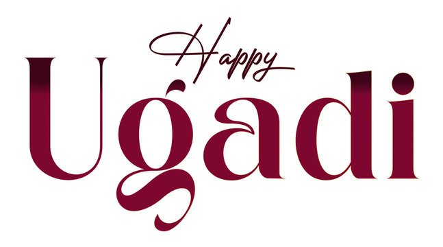 Happy Ugadi Text PNG Transparent Background
