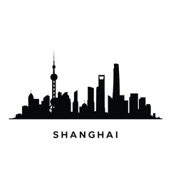 Obraz premium Shanghai skyline silhouette with city name prominently displayed below
