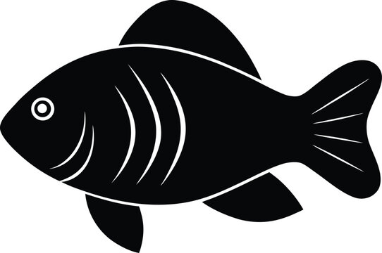 pearl gourami silhouette vector art illustration, black and white design