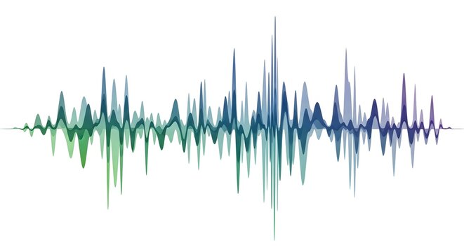 Multicolored sound wave pattern on white background
