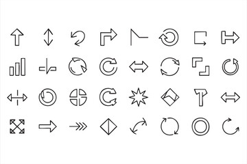 Arrows And Direction Navigation Outline Icons Featuring Rotate Refresh Expand And Movement Symbols
