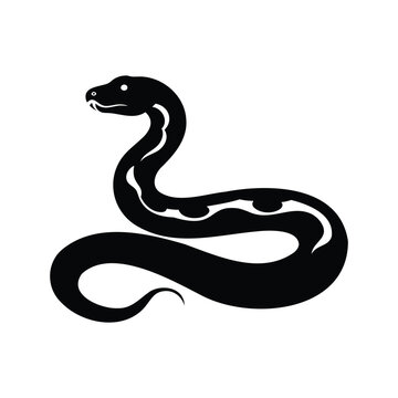 python silhouette vector illustration, Elegant snake silhouette vector illustration with sleek curves for medical, logo, or tattoo design