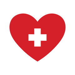 Obraz premium Red Heart with Medical Cross Icon