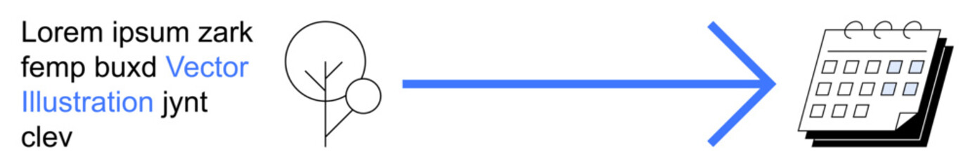 Obraz premium Business planning, progress tracking, growth strategies, development goals, time management, future planning. Tree and calendar connected by an arrow. Growth strategies and business planning concept