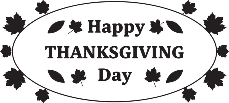 A festive thanksgiving day greeting with autumn leaves and a classic message.