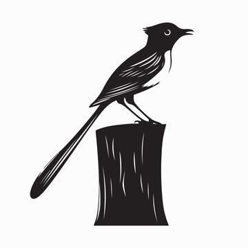 Simple Bird On Wood IImage For Environmental Design Illustration