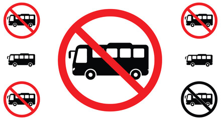 No buses allowed prohibition signs depicting public transportation vehicles © Anjumanara Rakhi