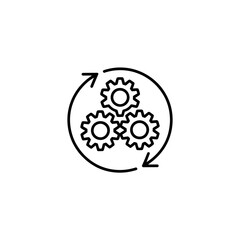 Fototapeta premium Gear icon with circular arrows in a simple line illustration style