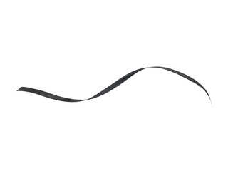 Curved black ribbon or strap forming a flowing wave shape isolated on Transparent background, minimalist abstract design element for decoration or graphic layout.