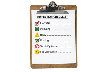 Building inspection checklist with transparent background
