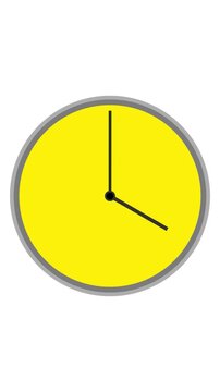 Modern timepiece clean animation for punctuality and scheduling vertical video. Time management punctuality deadline concept yellow clock vertical video.