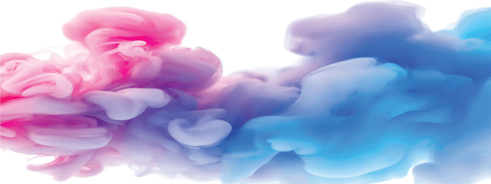 Abstract blue and pink colored ink clouds mixing in water, colorful smoke background, gender reveal concept