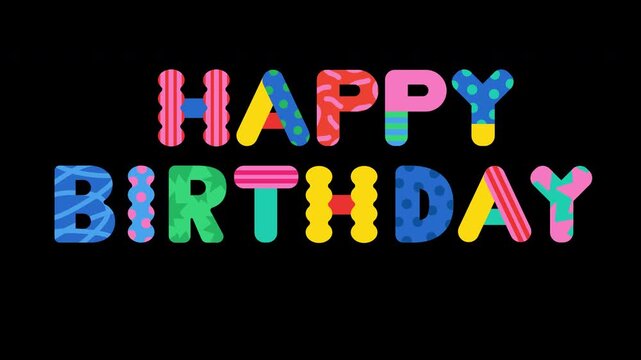 A colorful animated typography video featuring a playful bounce motion and various decorative patterns.