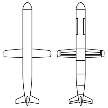 Air Defense Tomahawk Missile Anti Drone. Line art Anti Ship Missile Cruise Missile TLAM