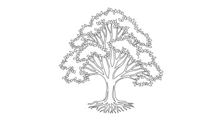 Obraz premium Detailed Illustration of a Large Tree with Extensive Branches and Foliage.