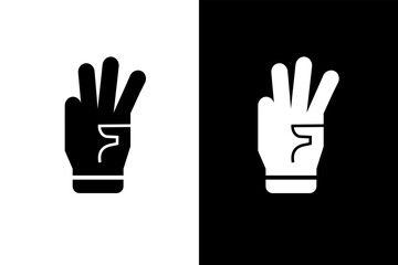 Obraz premium three finger hand gesture icon, black and wahite concept flat outline vector design