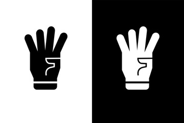 Obraz premium four finger hand gesture icon, black and wahite concept flat outline vector design