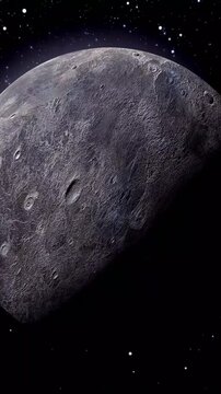 Asteroid Surface Close Up 4 K Ultra H D Space Rock Cratered Moonlike Planet Cosmic Background Stars Galaxy Exploration Sci Fi Cinematic Background Loop Seamless Animation Texture Grey Dark