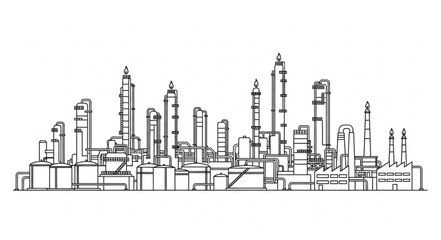 Obraz premium Industrial City Skyline Factory.