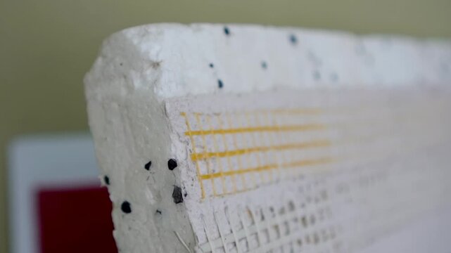 the foam sample is covered with plaster and mesh