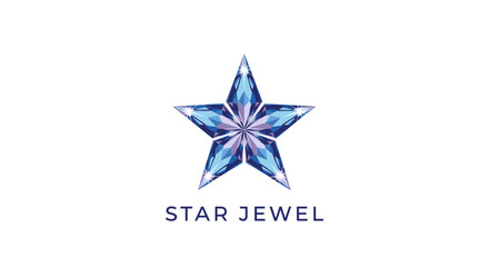 Obraz premium Blue star shaped diamond jewel logo.