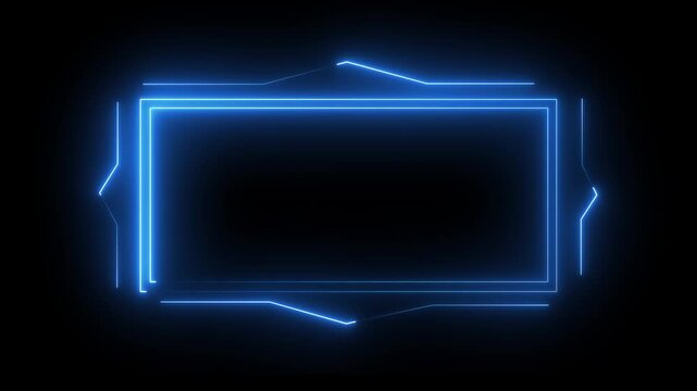 Neon abstract glowing box icon rectangle border frame in the shape rectangle glowing icon .Glowing neon square rectangle picture frame animated icon