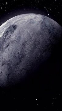 Dramatic Dark Planet Surface Close Up Rotating Space Exploration Cinematic 4 K Ultra H D Asteroid Moon Cosmic Background Stars Galaxy Universe Science Fiction Fantasy Adventure Film V F X Animation