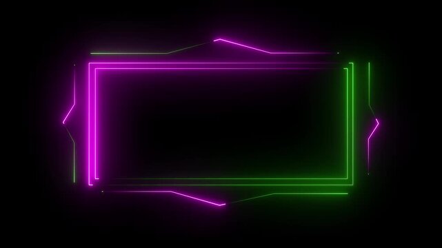 Neon abstract glowing box icon rectangle border frame in the shape rectangle glowing icon .Glowing neon square rectangle picture frame animated icon