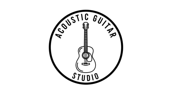 Acoustic Guitar Illustration Studio Logo Design.